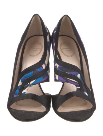 Emilio Pucci Satin Printed Slingback Sandals