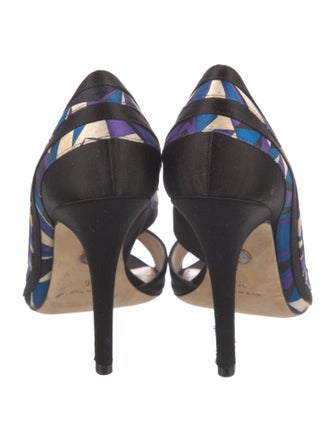 Emilio Pucci Satin Printed Slingback Sandals