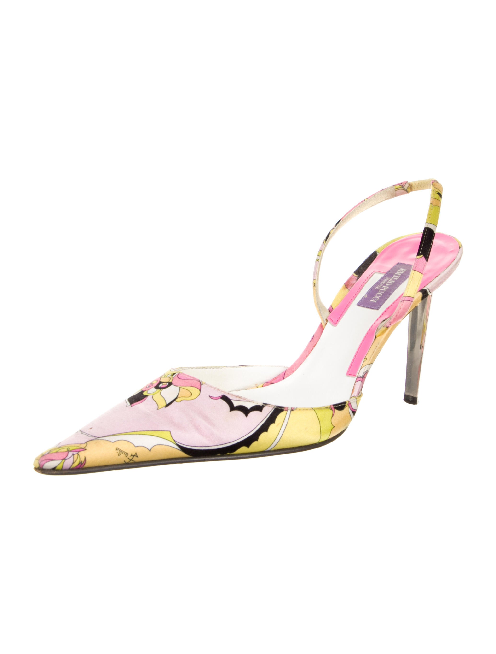 Emilio Pucci Satin Printed Slingback Pumps