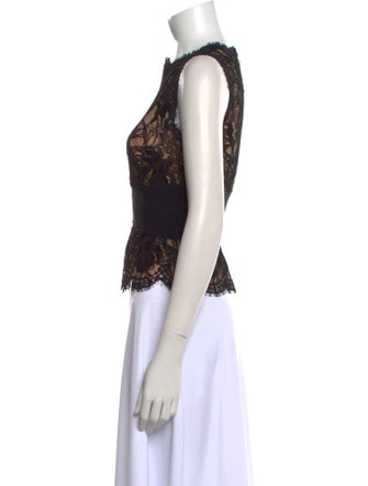 Emilio Pucci Lace Pattern Crew Neck Crop Top