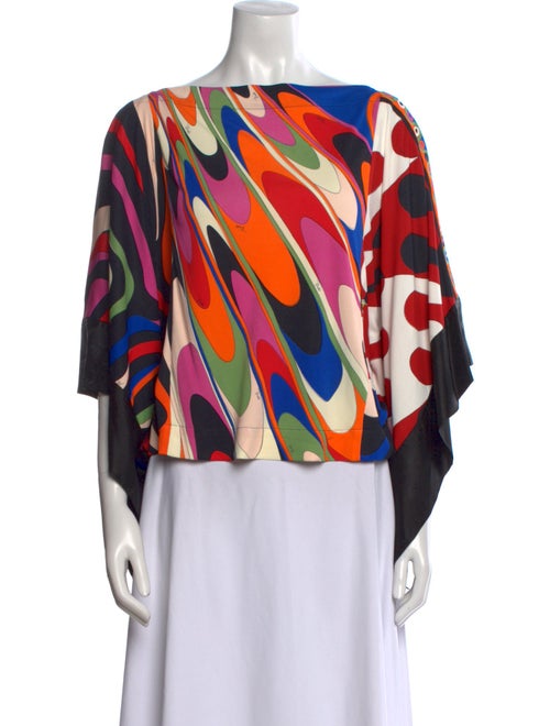 Emilio Pucci Printed Bateau Neckline Blouse