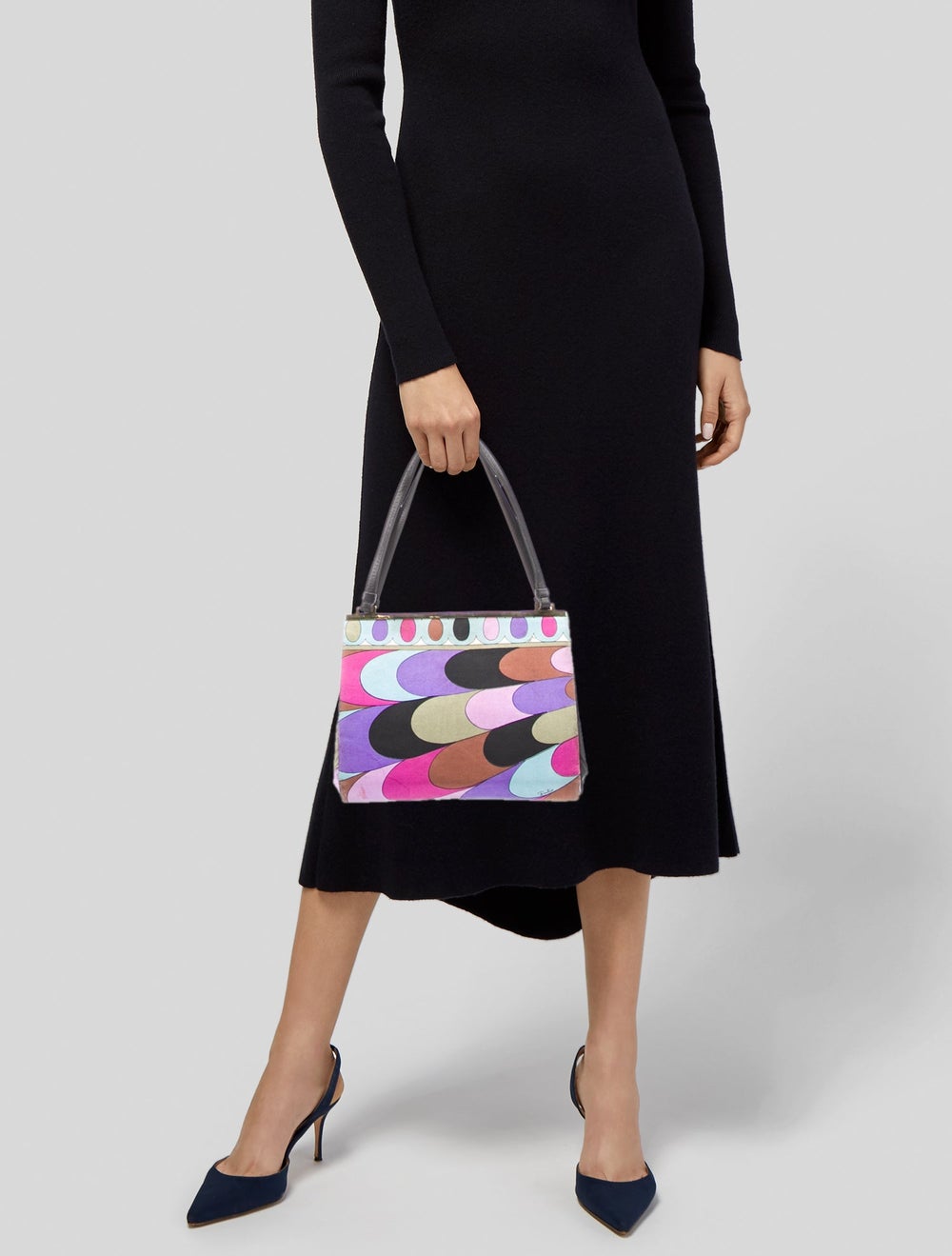 Emilio Pucci Top Handle Bag Printed Gold-Tone Har… - image 2