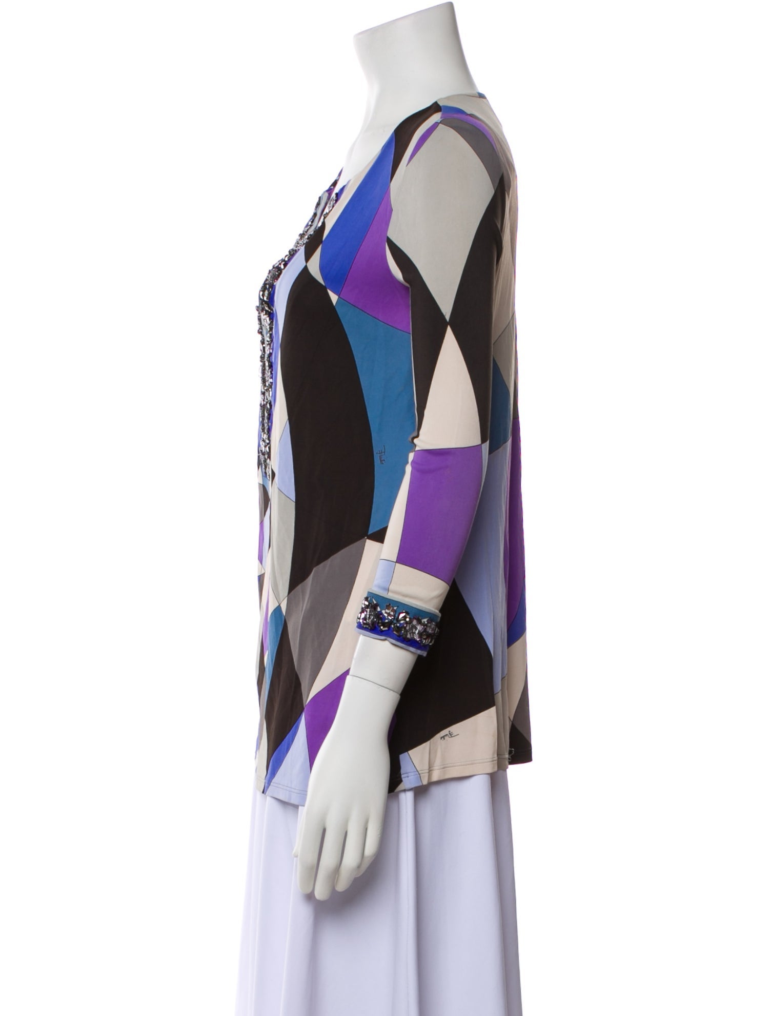 Emilio Pucci Printed V-Neck Blouse