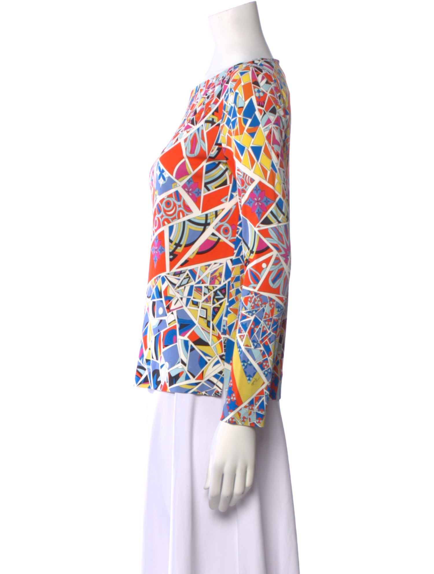 Emilio Pucci Printed Bateau Neckline Blouse