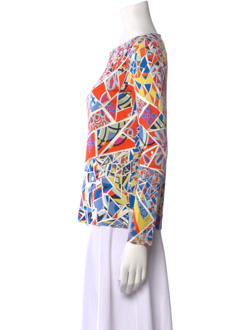 Emilio Pucci Printed Bateau Neckline Blouse