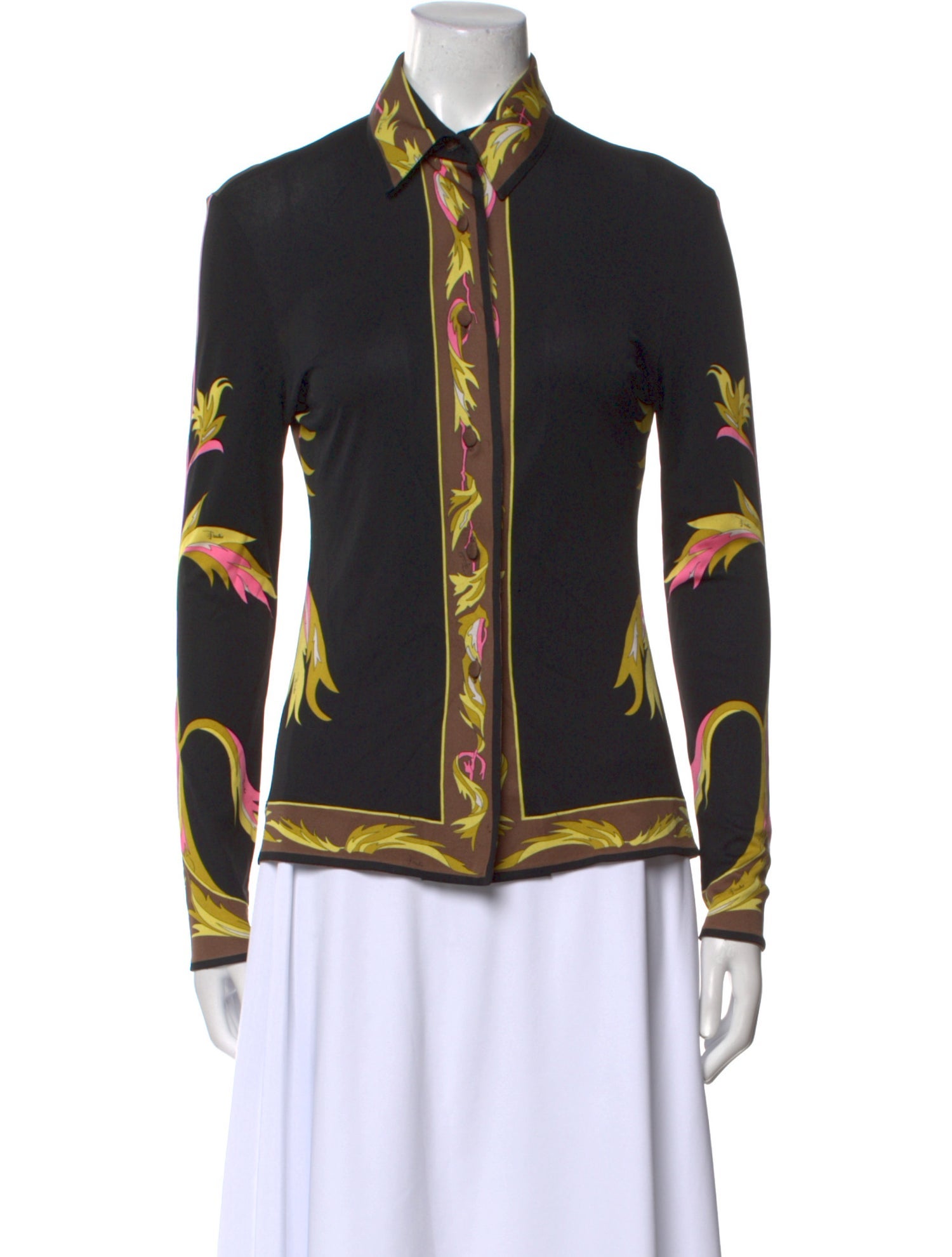 Emilio Pucci Vintage Late 1980's - Early 1990's Button-Up Top