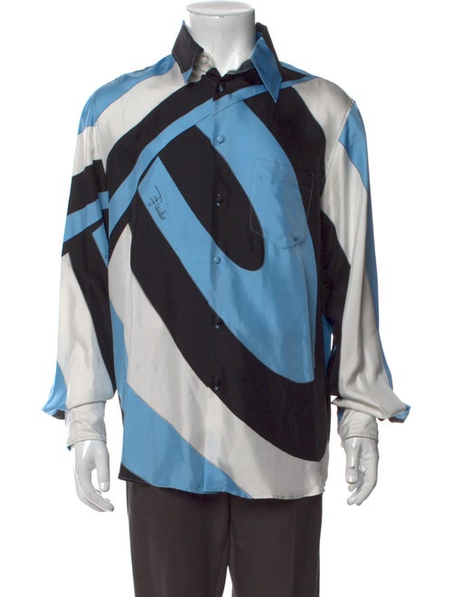 Emilio Pucci Silk Colorblock Pattern Shirt