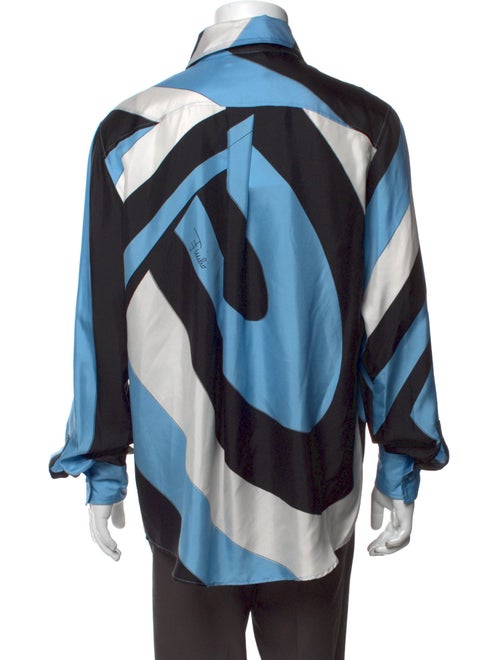 Emilio Pucci Silk Colorblock Pattern Shirt