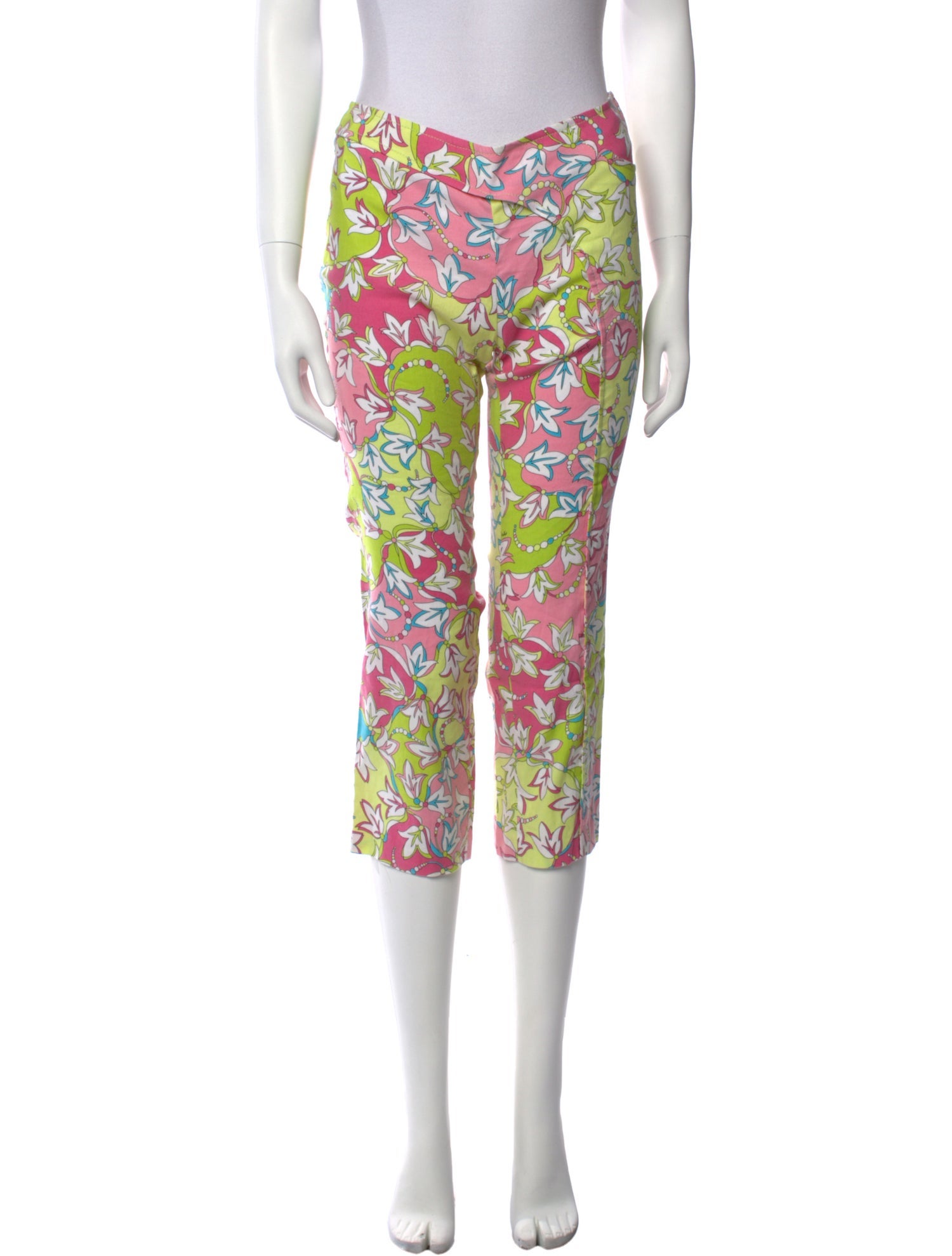 Emilio Pucci Floral Print Straight Leg Pants