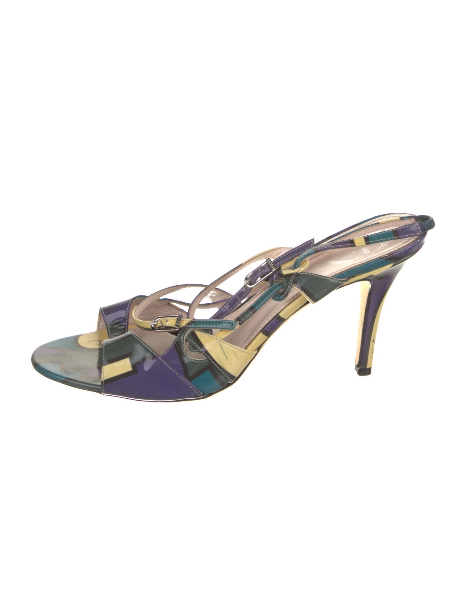 Emilio Pucci Leather Printed Slingback Sandals