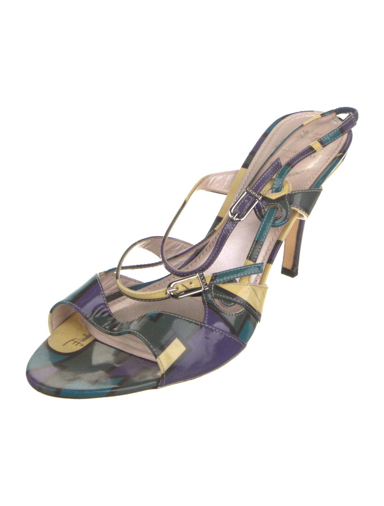Emilio Pucci Leather Printed Slingback Sandals