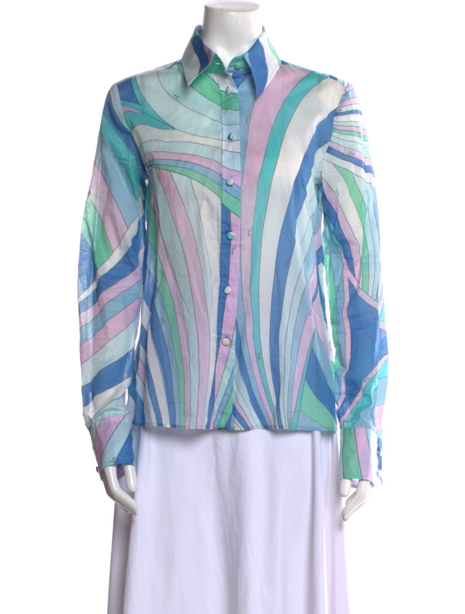 Emilio Pucci Printed Long Sleeve Button-Up Top