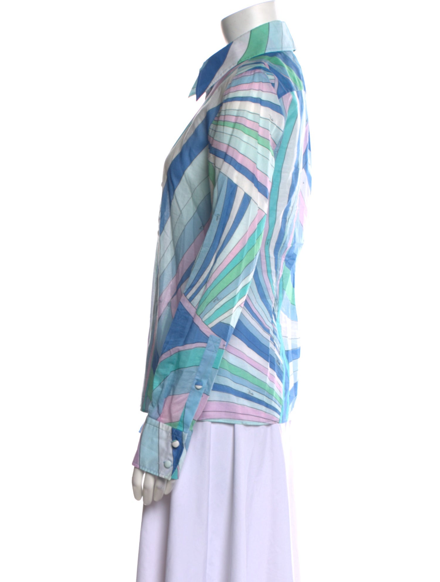 Emilio Pucci Printed Long Sleeve Button-Up Top