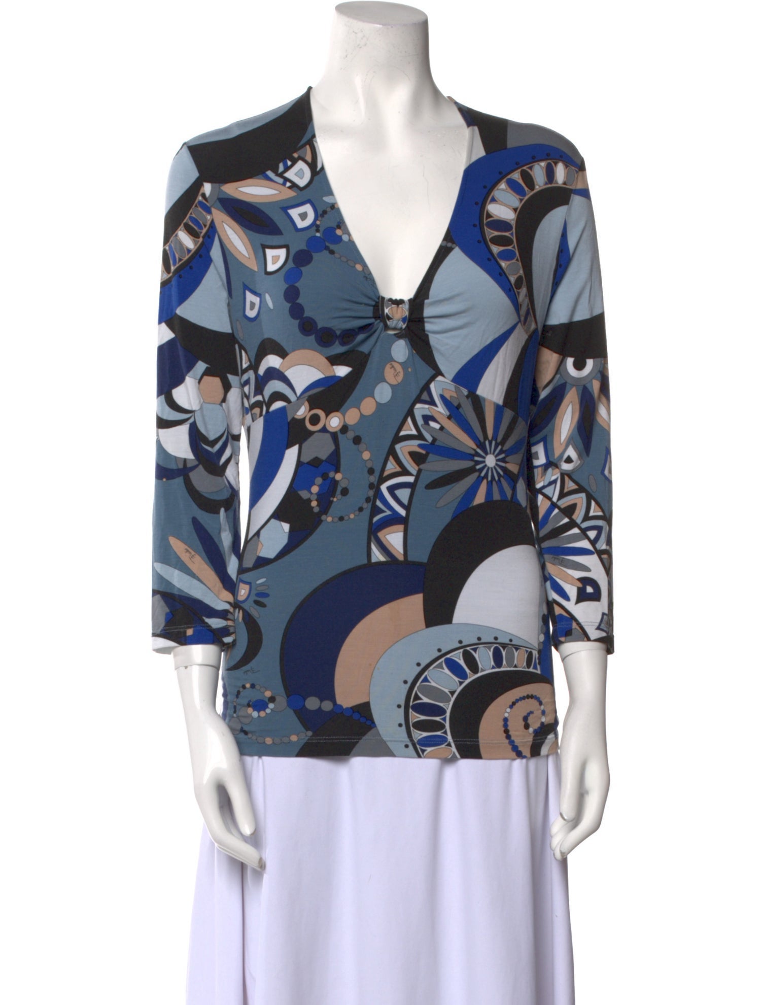 Emilio Pucci Printed V-Neck Blouse