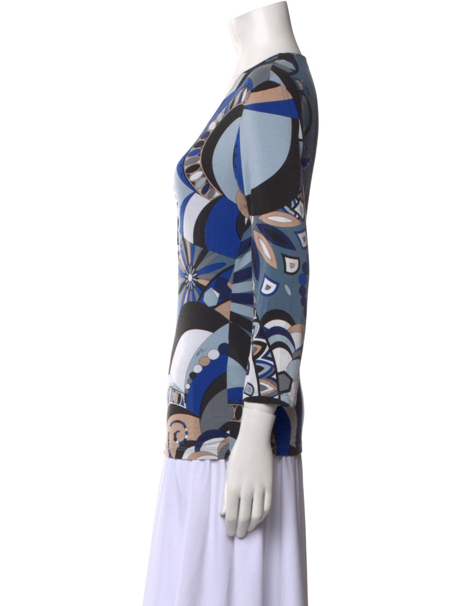 Emilio Pucci Printed V-Neck Blouse