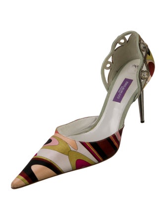 Emilio Pucci Satin Printed D'Orsay Pumps