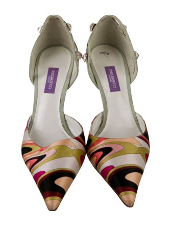 Emilio Pucci Satin Printed D'Orsay Pumps