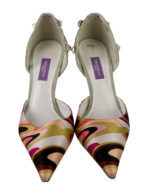 Emilio Pucci Satin Printed D'Orsay Pumps