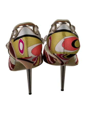 Emilio Pucci Satin Printed D'Orsay Pumps
