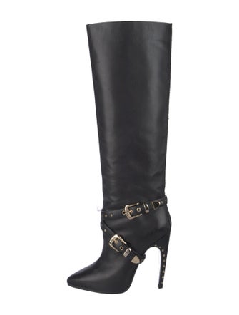 Emilio Pucci Leather Studded Accents Boots