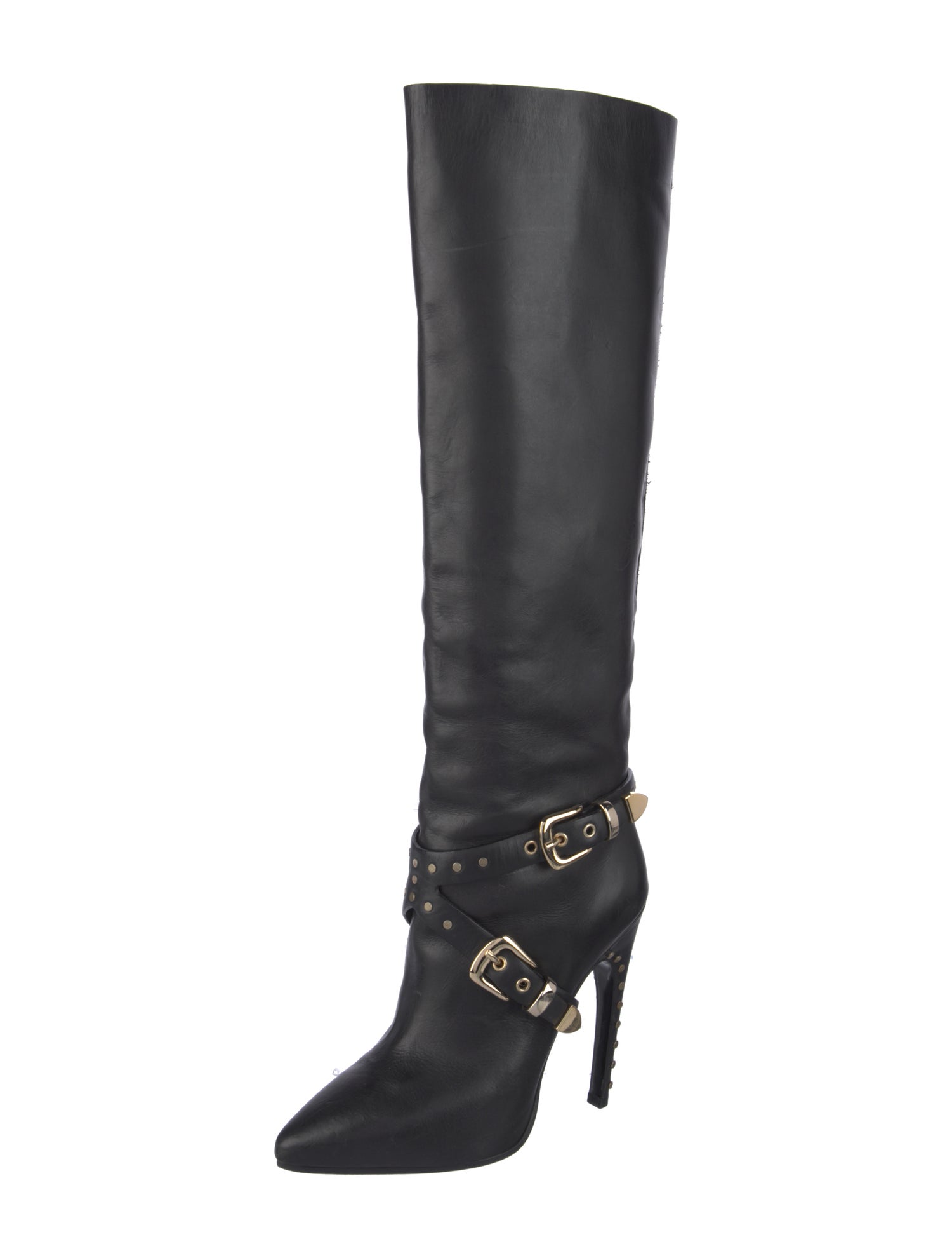 Emilio Pucci Leather Studded Accents Boots