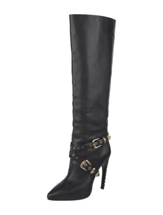 Emilio Pucci Leather Studded Accents Boots