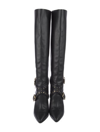 Emilio Pucci Leather Studded Accents Boots