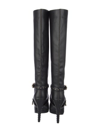 Emilio Pucci Leather Studded Accents Boots