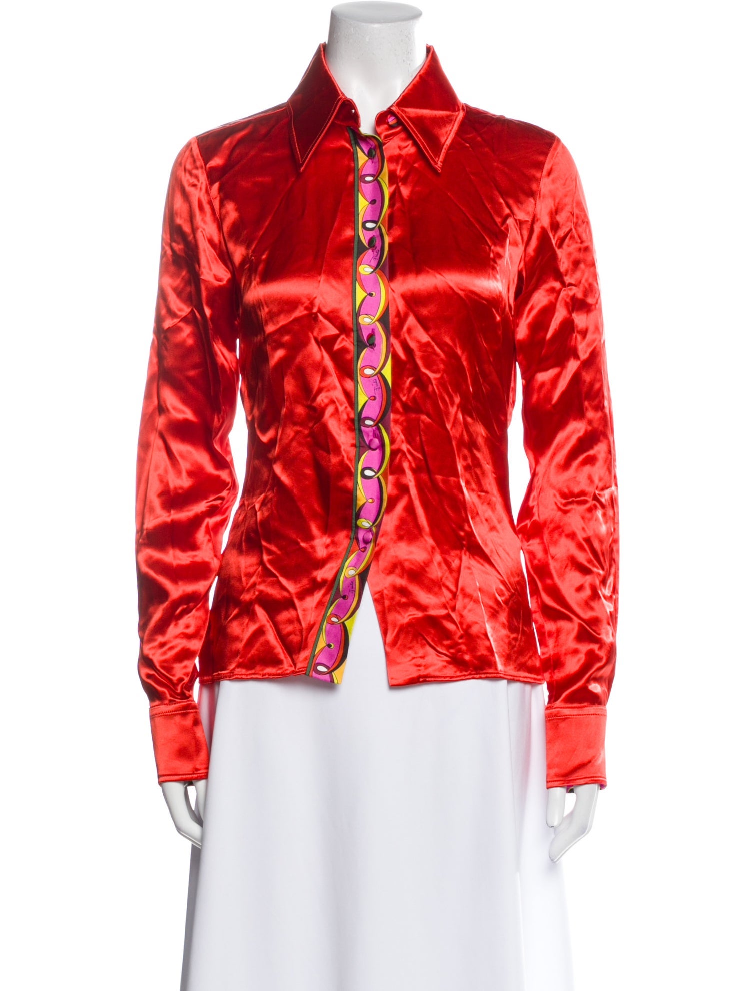 Emilio Pucci Printed Long Sleeve Button-Up Top w/ Tags