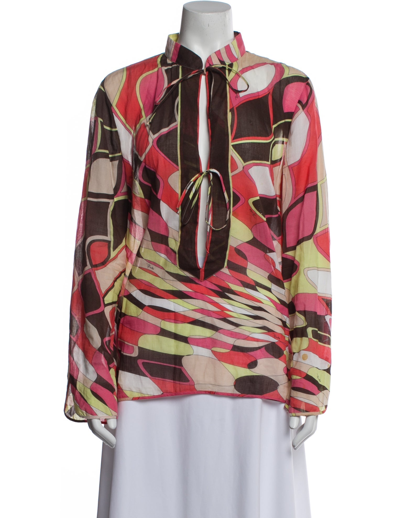 Emilio Pucci Printed Mock Neck Blouse