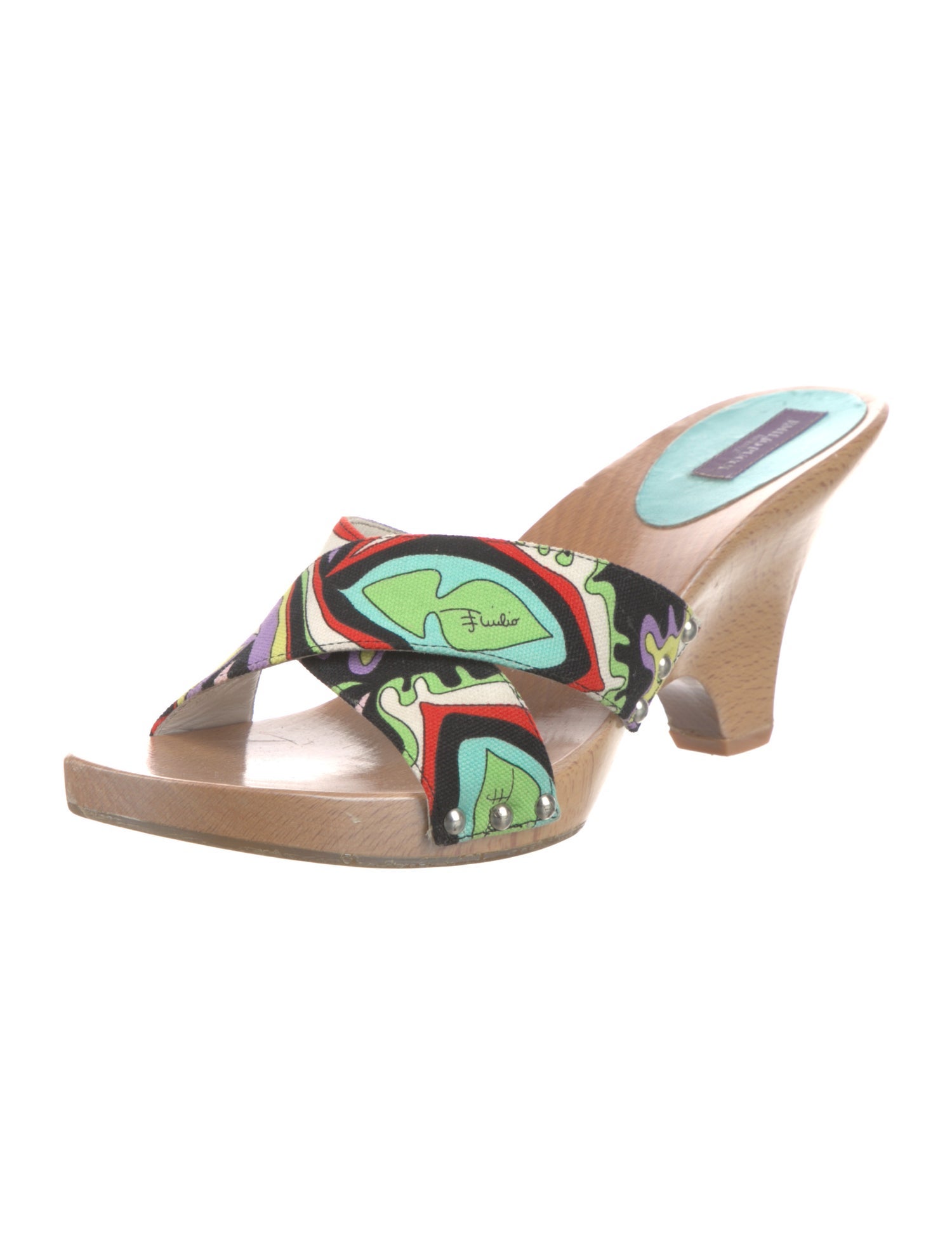 Emilio Pucci Printed Studded Accents Slides