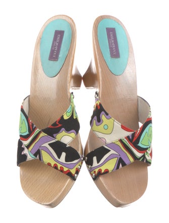 Emilio Pucci Printed Studded Accents Slides