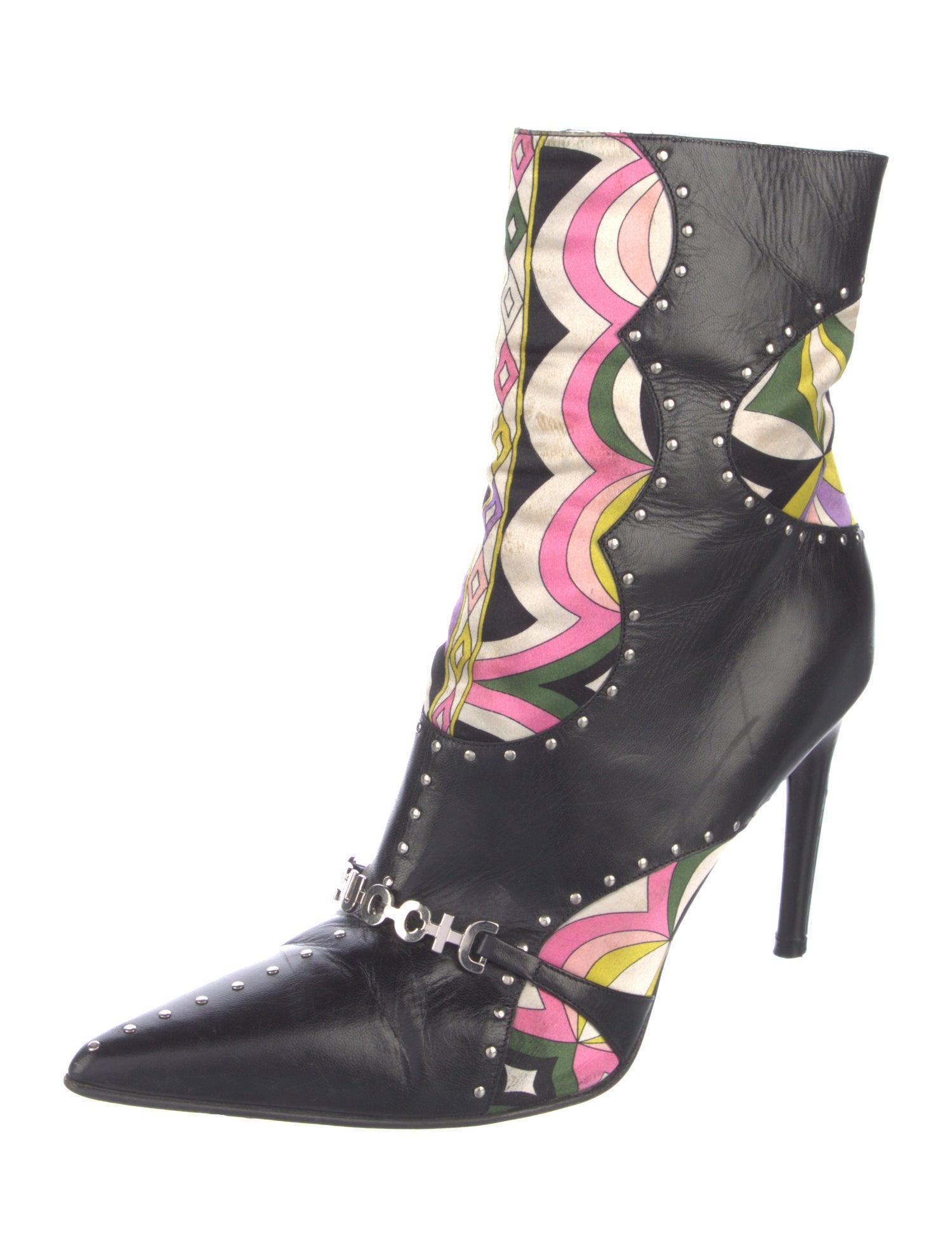 Emilio Pucci Leather Printed Boots