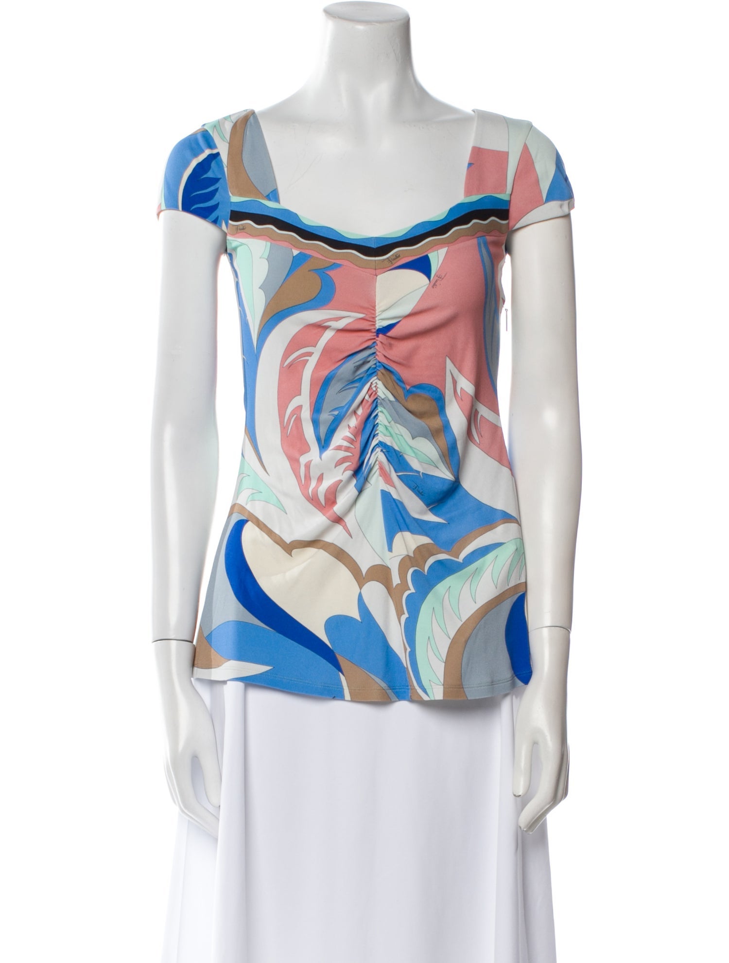 Emilio Pucci Printed Cowl Neck Blouse