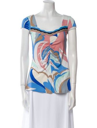 Emilio Pucci Printed Cowl Neck Blouse