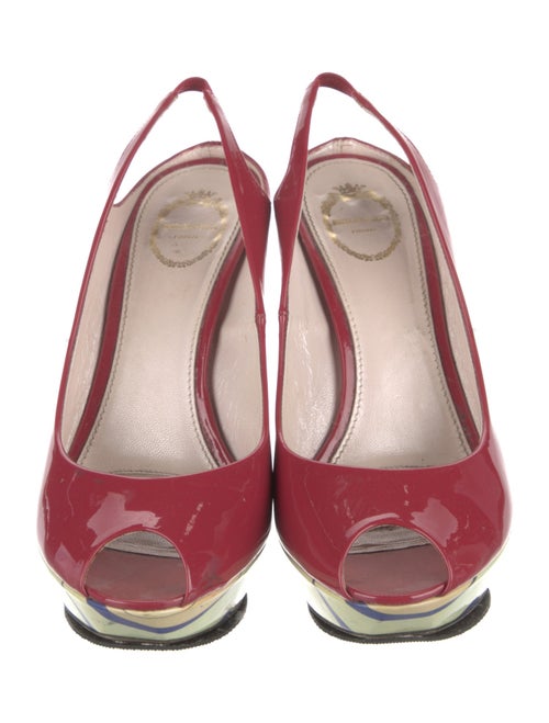 Emilio Pucci Patent Leather Printed Slingback Pumps