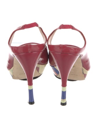Emilio Pucci Patent Leather Printed Slingback Pumps