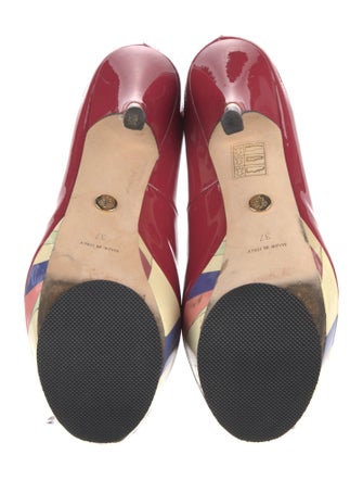 Emilio Pucci Patent Leather Printed Slingback Pumps