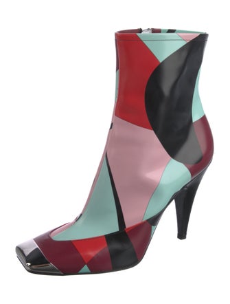 Emilio Pucci Leather Colorblock Pattern Boots
