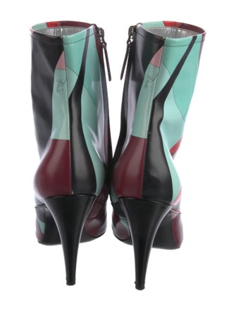 Emilio Pucci Leather Colorblock Pattern Boots