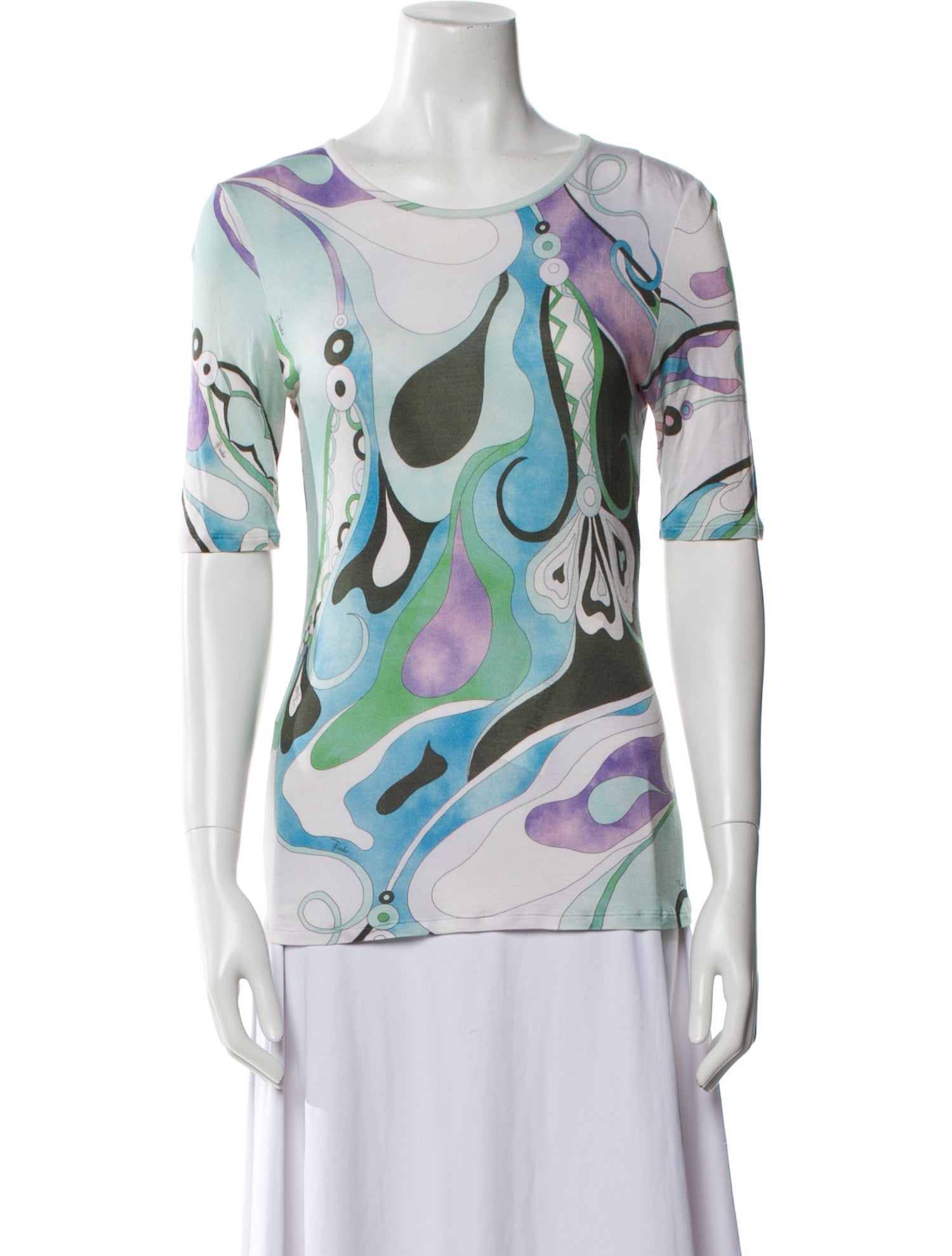 Emilio Pucci Printed Bateau Neckline T-Shirt