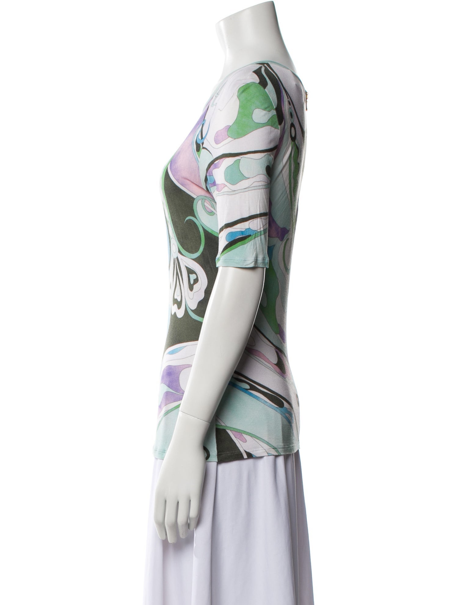 Emilio Pucci Printed Bateau Neckline T-Shirt