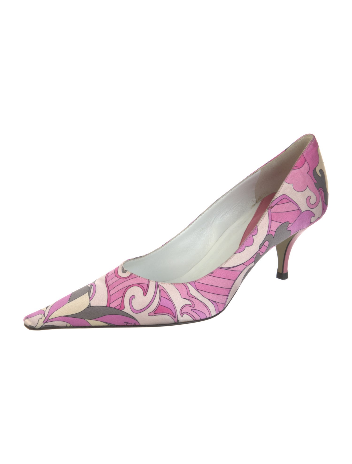 Emilio Pucci Satin Floral Print Slingback Pumps