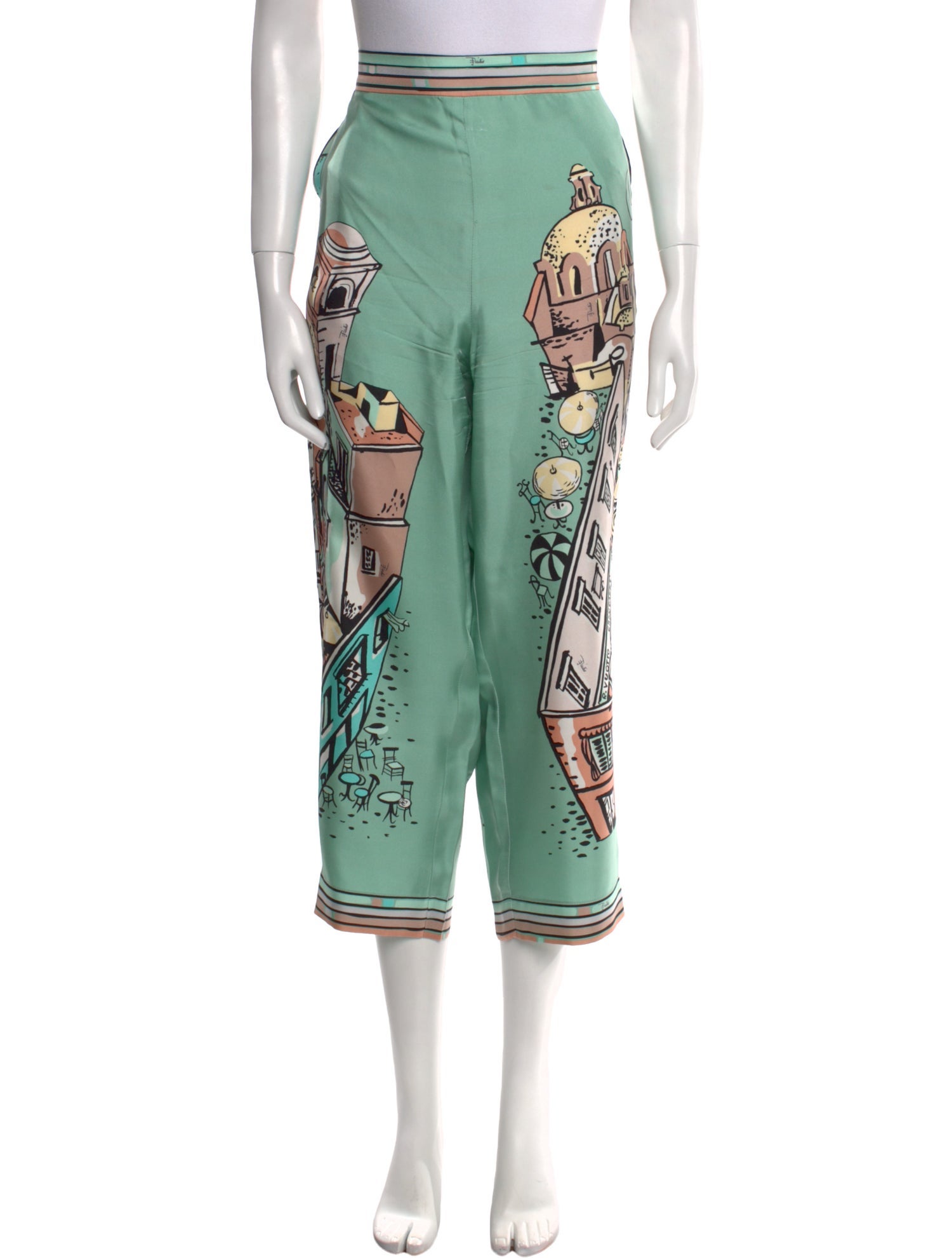 Emilio Pucci Silk Straight Leg Pants