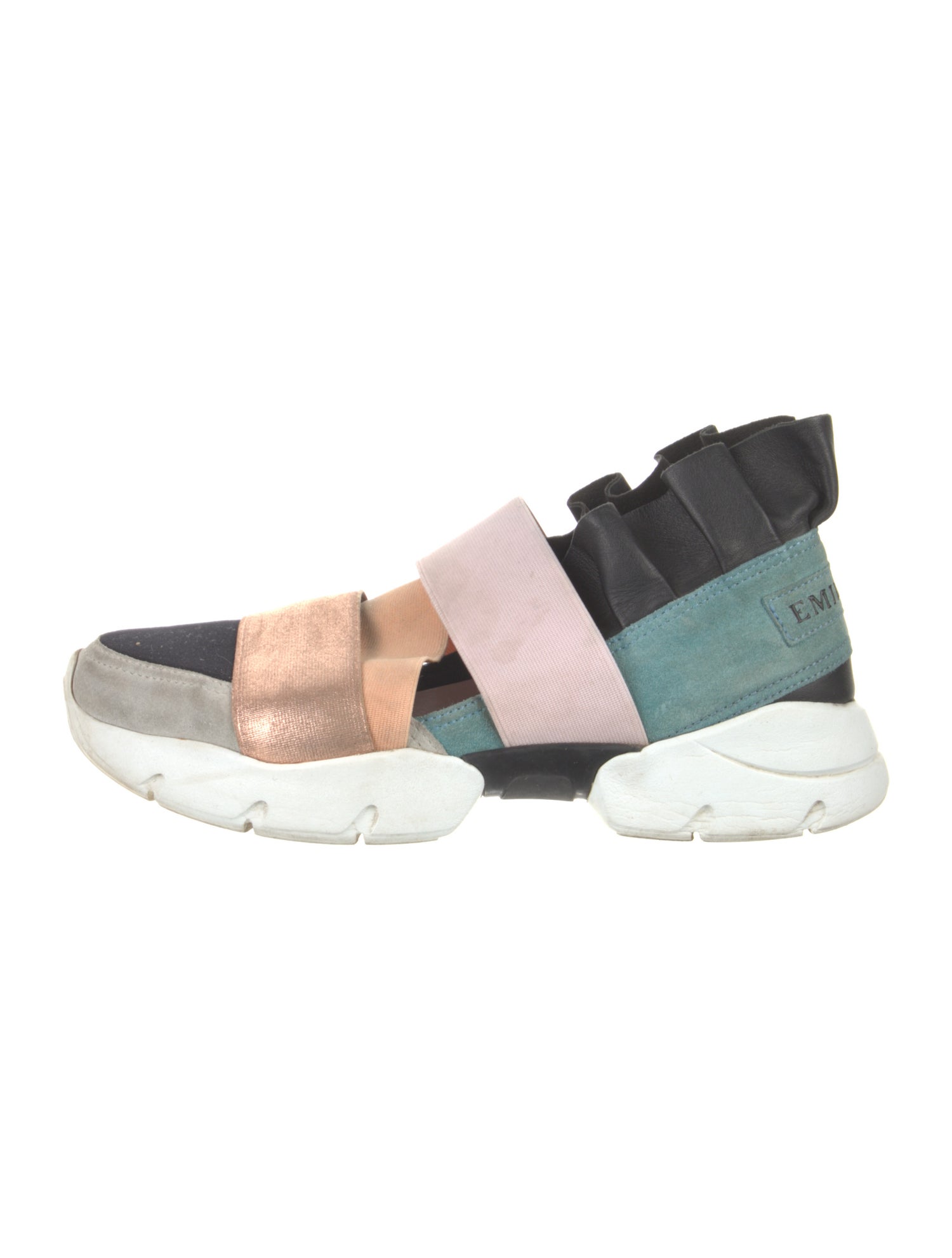 Emilio Pucci Suede Colorblock Pattern Sock Sneakers