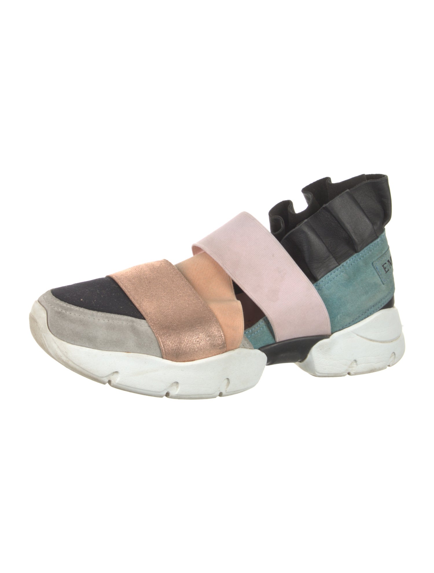 Emilio Pucci Suede Colorblock Pattern Sock Sneakers