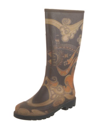 Emilio Pucci Rubber Paisley Print Rain Boots