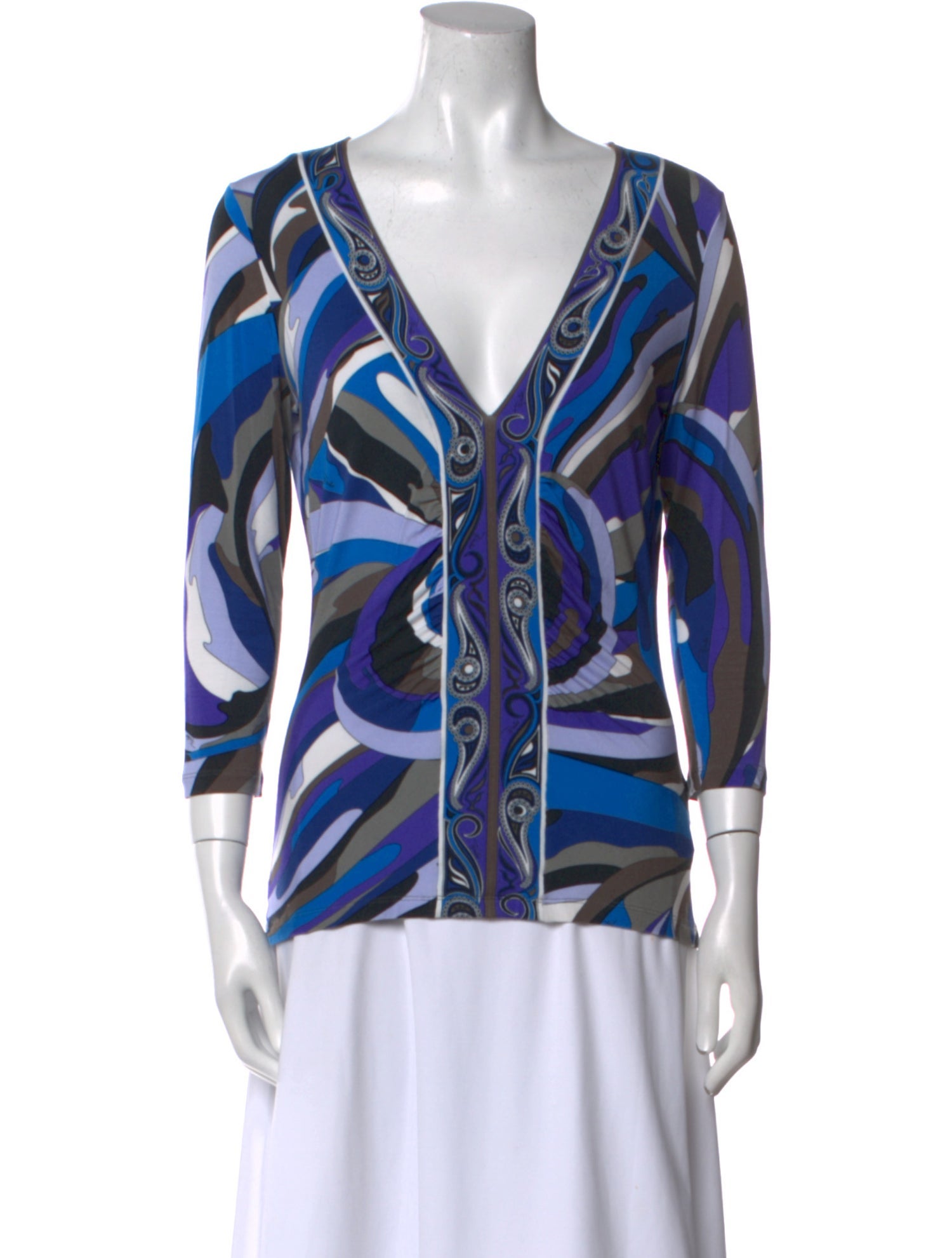 Emilio Pucci Printed V-Neck Blouse