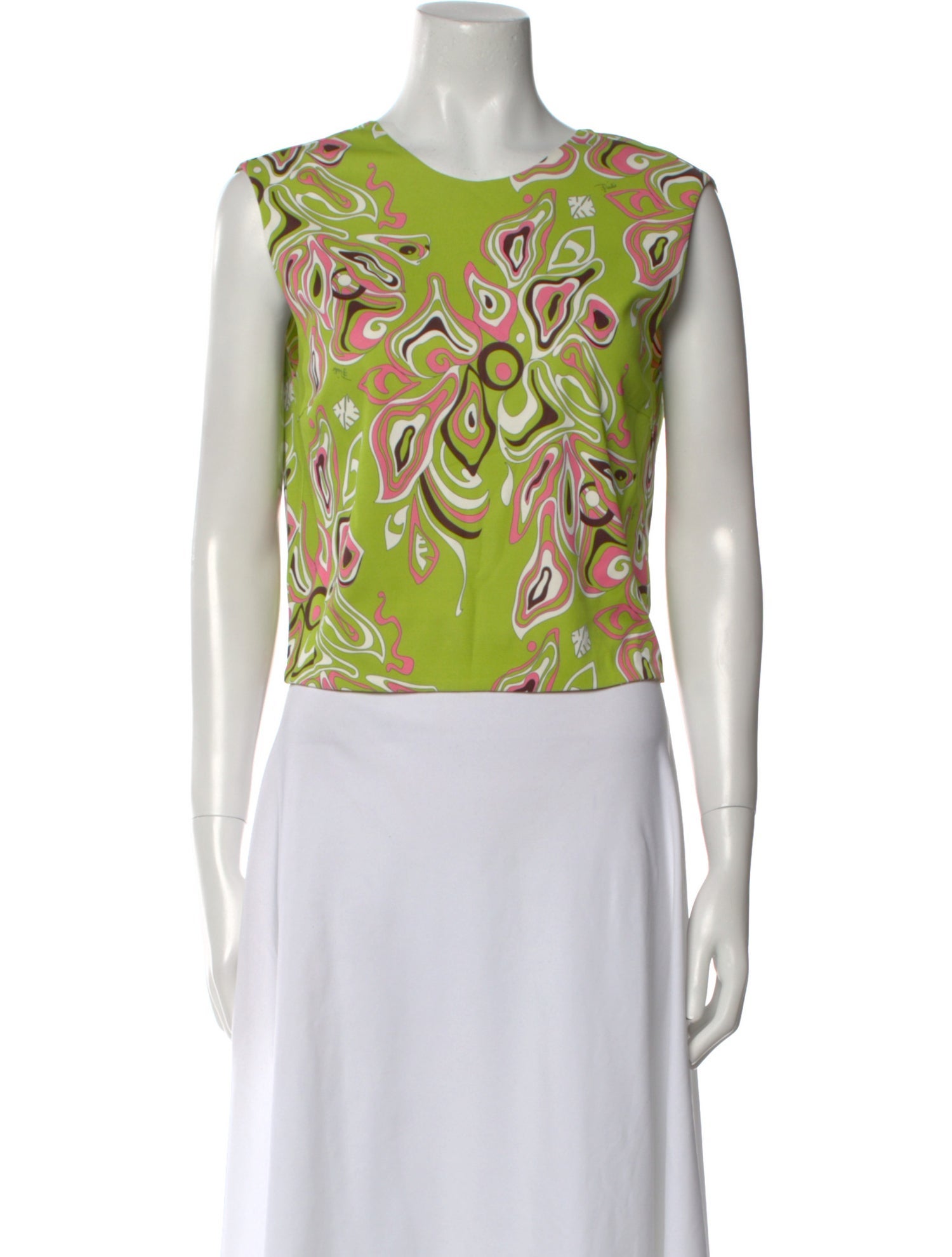 Emilio Pucci Printed Scoop Neck Crop Top