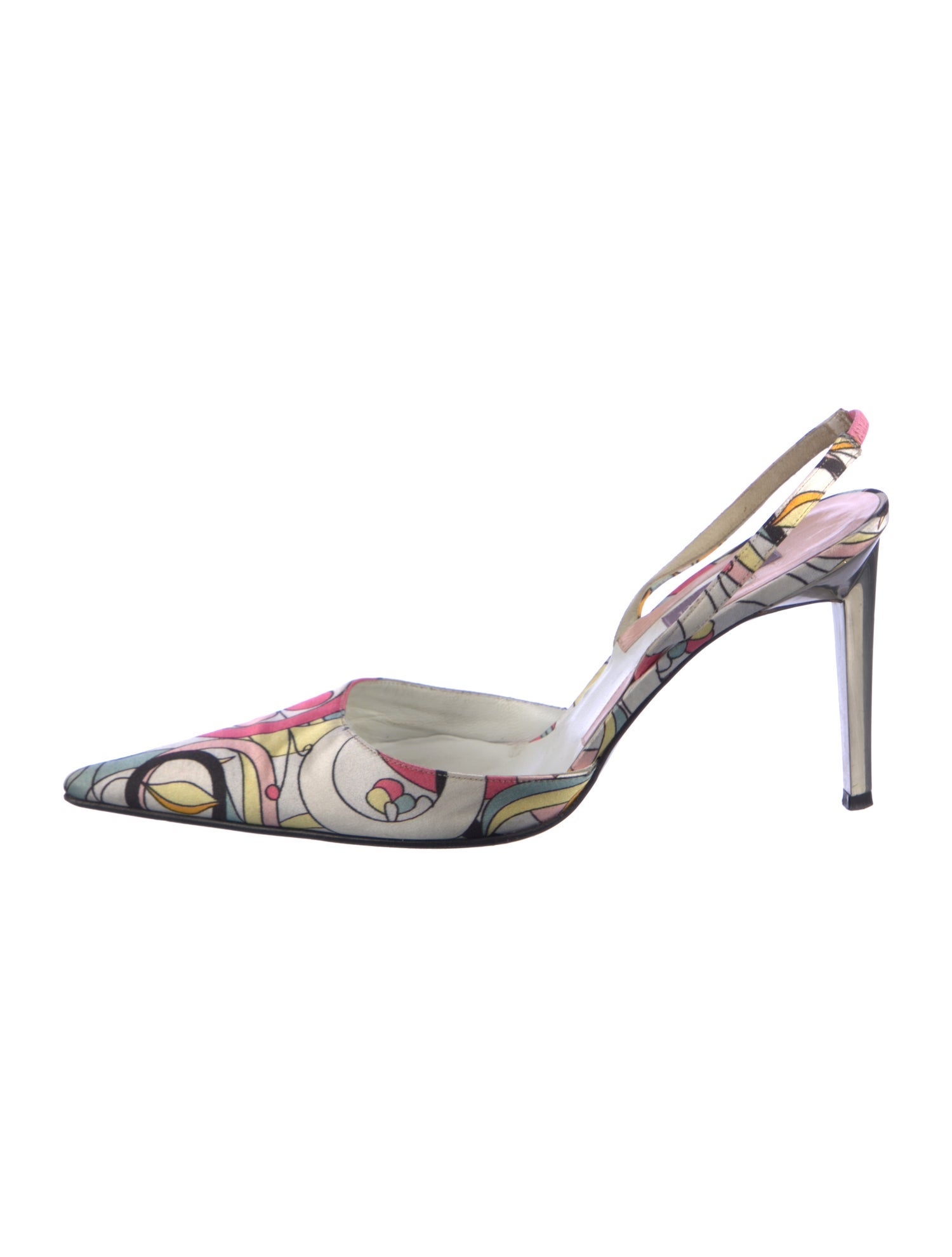 Emilio Pucci Satin Printed Slingback Pumps